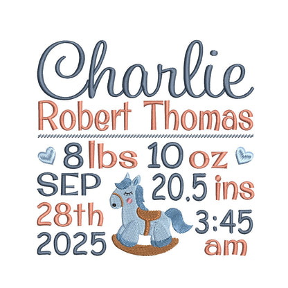 Baby birth announcement template machine embroidery design by rosiedayembroidery.com