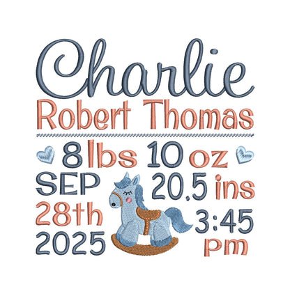 Baby birth announcement template machine embroidery design by rosiedayembroidery.com