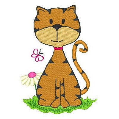Spring cat machine embroidery design by embroiderytree.com