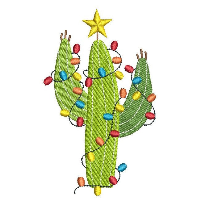 Christmas cactus machine embroidery design by rosiedayembroidery.com