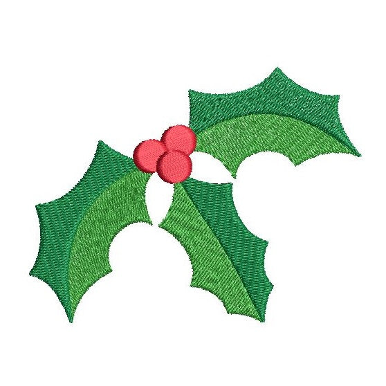 Christmas holly and berries machine embroidery design by rosiedayembroidery.com