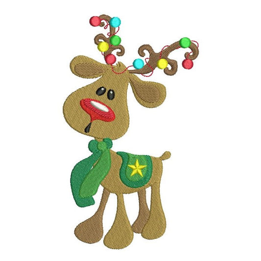 Christmas reindeer machine embroidery design by rosiedayembroidery.com