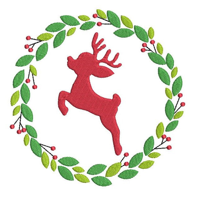 Christmas wreath machine embroidery design by rosiedayembroidery.com