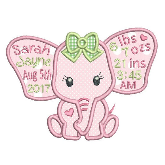 Baby birth announcement template machine embroidery design by rosiedayembroidery.com