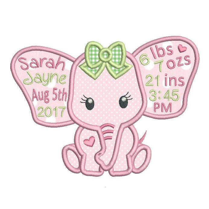 Baby birth announcement template machine embroidery design by rosiedayembroidery.com