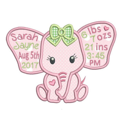 Baby birth announcement template machine embroidery design by rosiedayembroidery.com