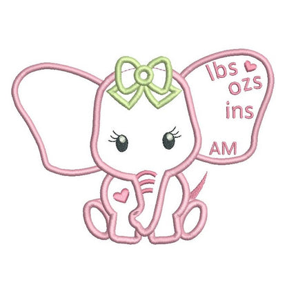 Baby birth announcement template machine embroidery design by rosiedayembroidery.com