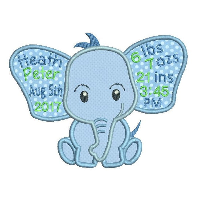 Baby birth announcement template machine embroidery design by rosiedayembroidery.com