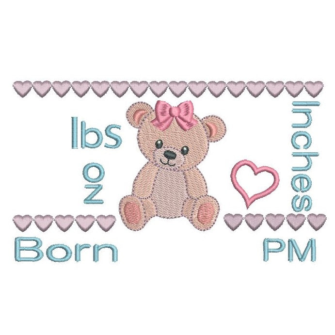Baby birth announcement template machine embroidery design by rosiedayembroidery.com