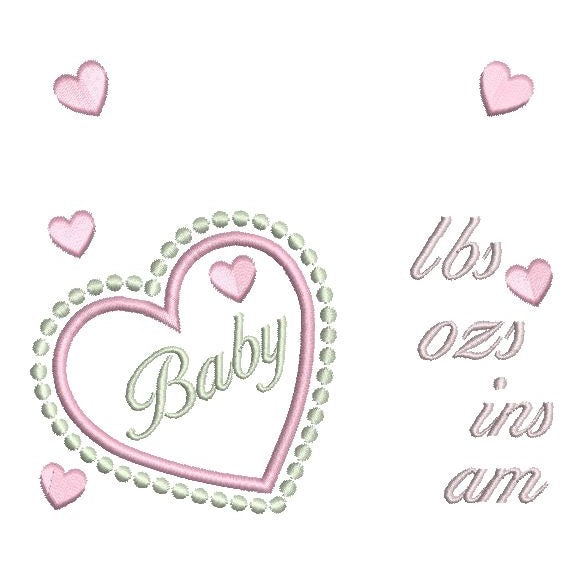 Baby birth announcement template machine embroidery design by rosiedayembroidery.com
