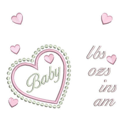 Baby birth announcement template machine embroidery design by rosiedayembroidery.com