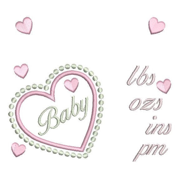 Baby birth announcement template machine embroidery design by rosiedayembroidery.com