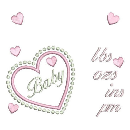 Baby birth announcement template machine embroidery design by rosiedayembroidery.com