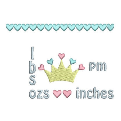 Baby birth announcement template machine embroidery design by rosiedayembroidery.com