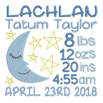 Baby birth announcement template machine embroidery design by rosiedayembroidery.com