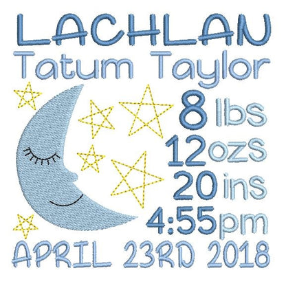 Baby birth announcement template machine embroidery design by rosiedayembroidery.com