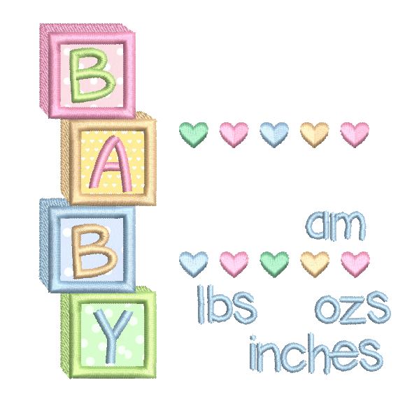 Baby birth announcement template machine embroidery design by rosiedayembroidery.com