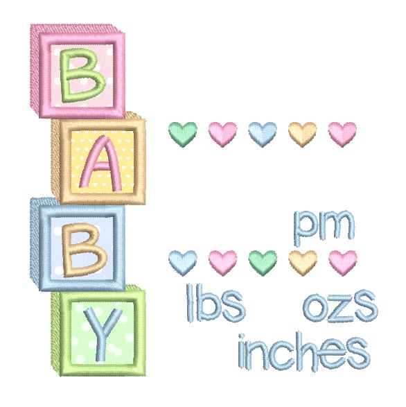 Baby birth announcement template machine embroidery design by rosiedayembroidery.com