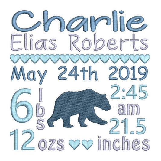 Baby birth announcement template by rosiedayembroidery.com