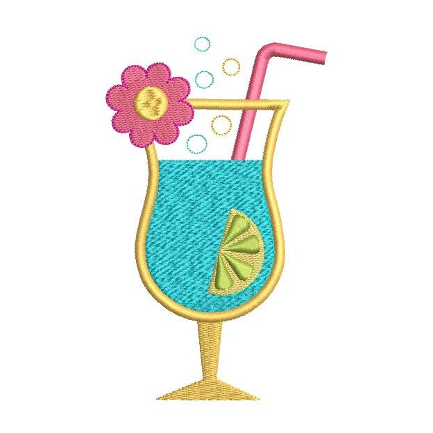 Summer cocktail machine embroidery design by rosiedayembroidery.com