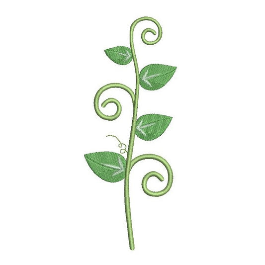 Long stem flower -leaves machine embroidery design by rosiedayembroidery.com