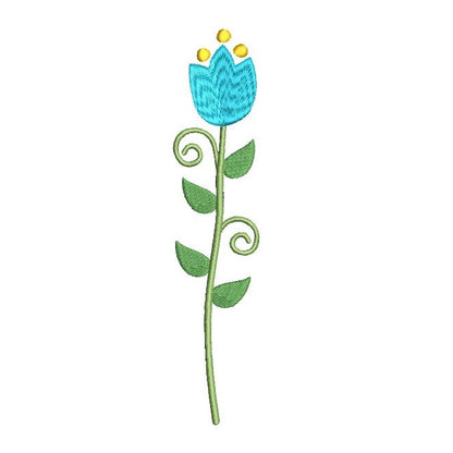 Long stem flower machine embroidery design by rosiedayembroidery.com