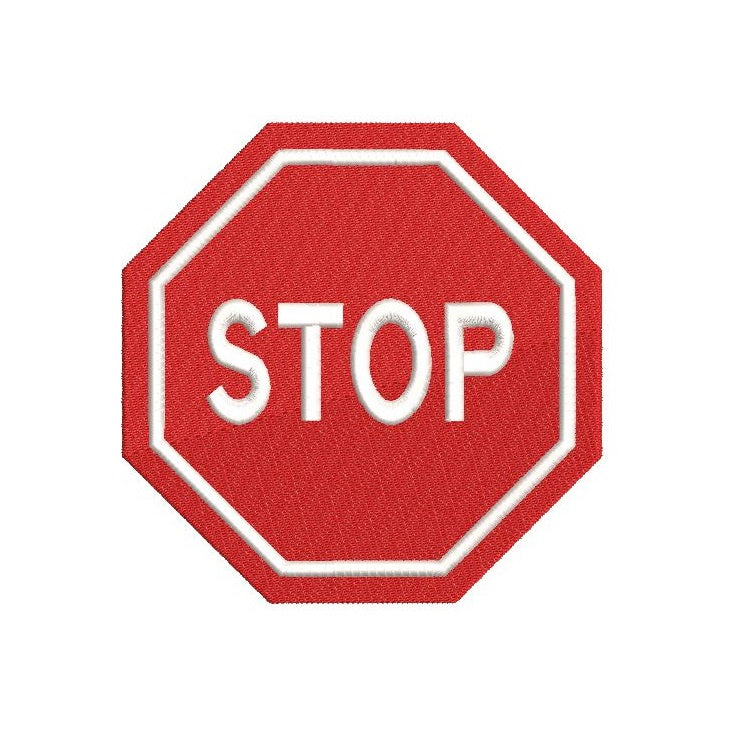 Stop sign machine embroidery design by rosiedayembroidery.com
