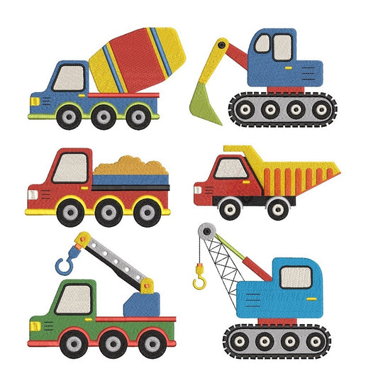 Construction vehicle machine embroidery designs by rosiedayembroidery.com