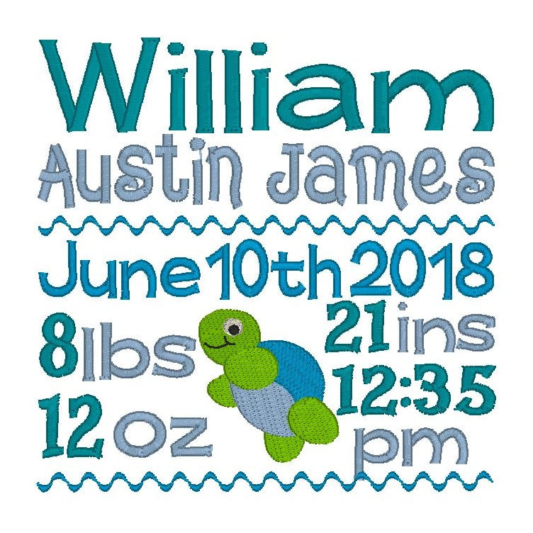 Baby birth announcement template machine embroidery design by rosiedayembroidery.com