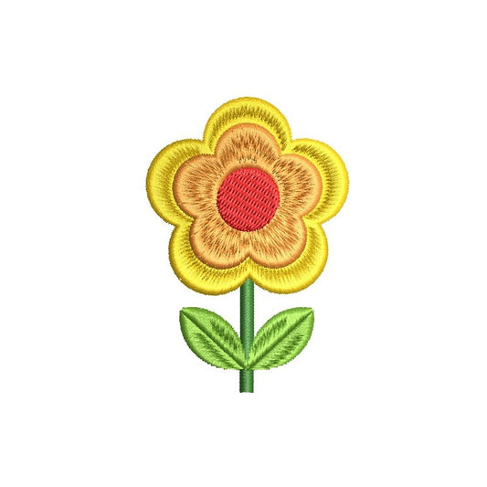 Yellow flower machine embroidery design by rosiedayembroidery.com