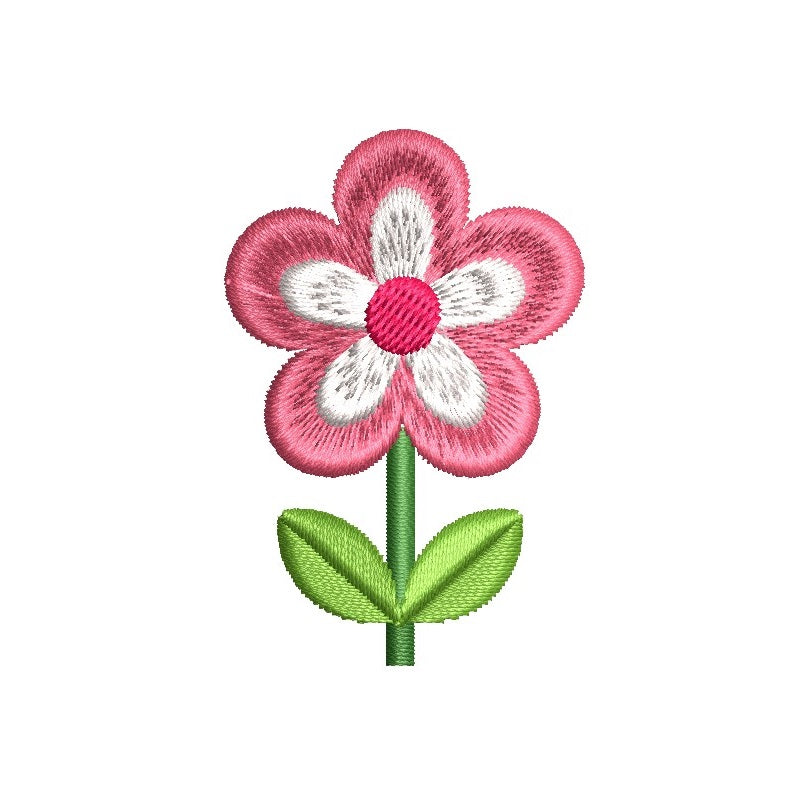 Pink Flower machine embroidery design by rosiedayembroidery.com