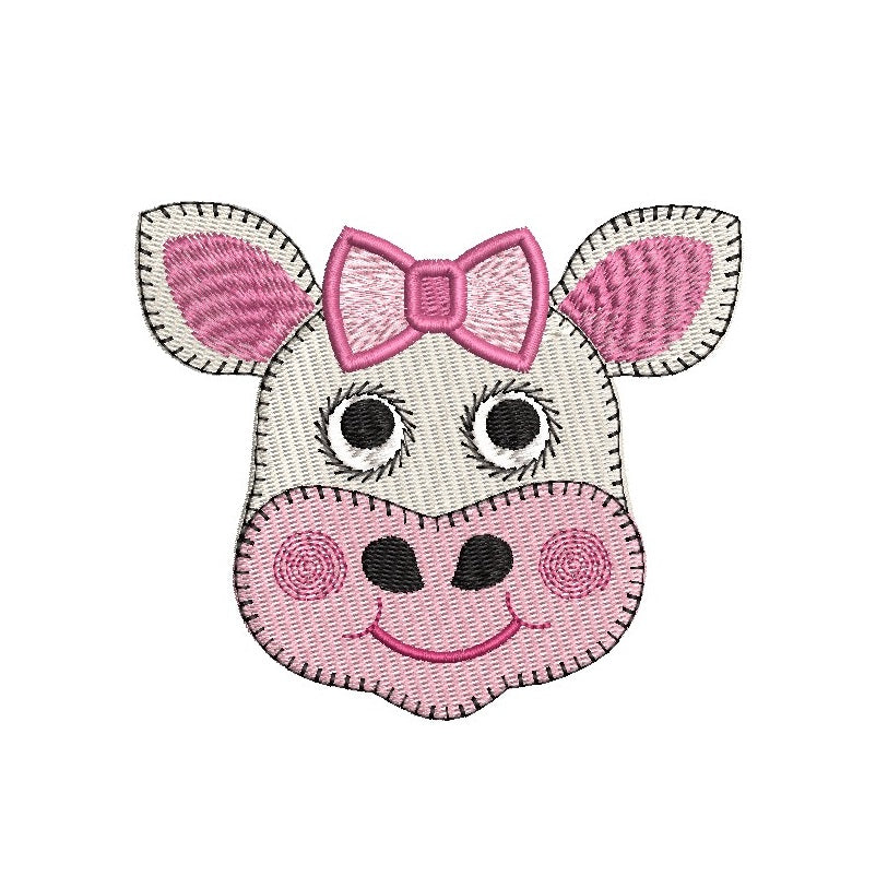 Cow face machine embroidery design by rosiedayembroidery.com