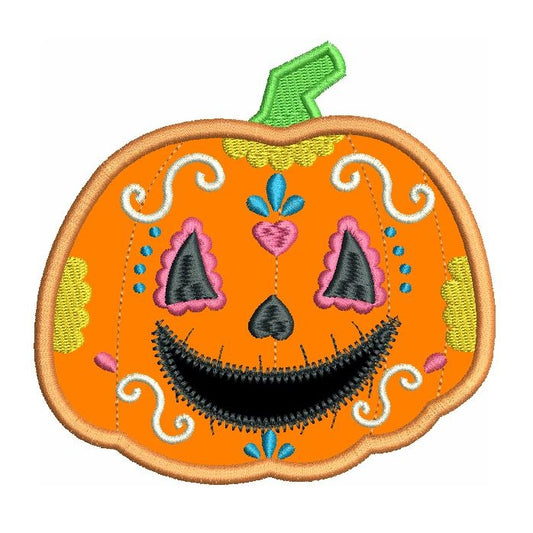 Halloween pumpkin applique machine embroidery design by rosiedayembroidery.com