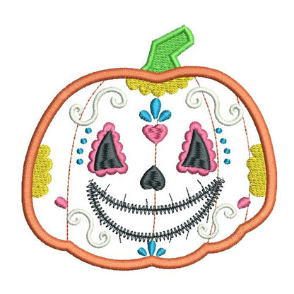 Halloween pumpkin applique machine embroidery design by rosiedayembroidery.com