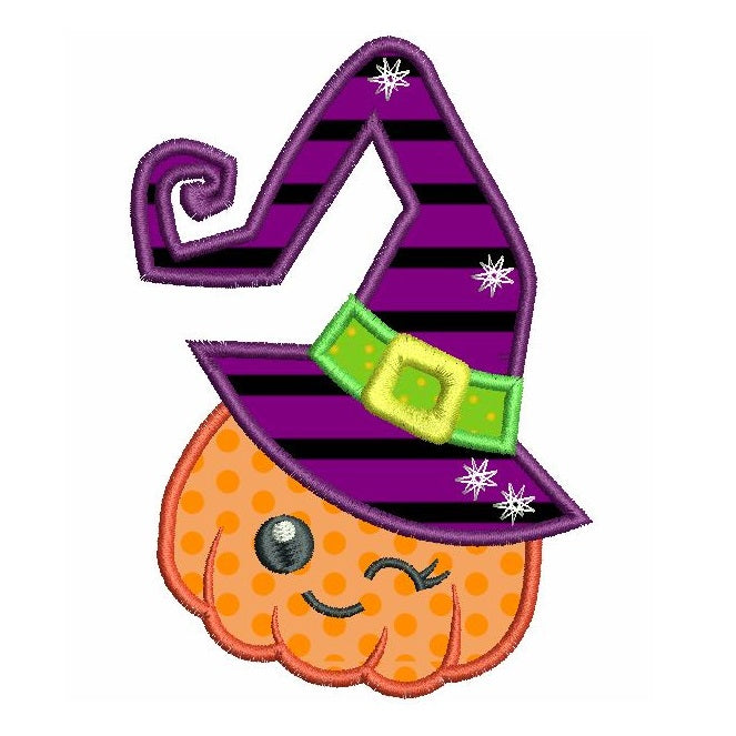 Halloween Pumpkin with Hat Applique (FA504-4)