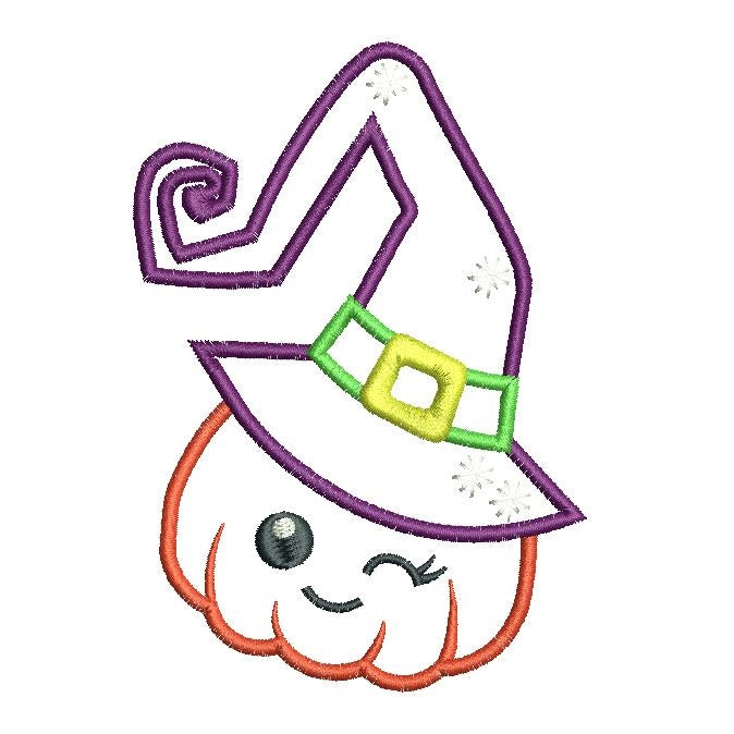 Halloween Pumpkin with Hat Applique (FA504-4)