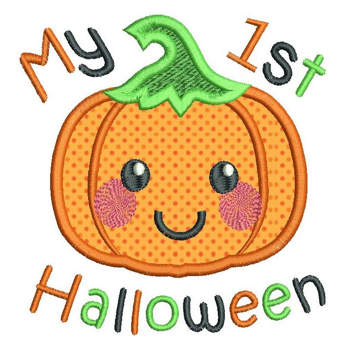 My 1st Halloween pumpkin applique machine embroidery design by rosiedayembroidery.com