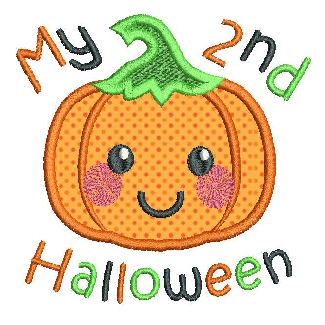 My 2nd Halloween pumpkin applique machine embroidery design by rosiedayembroidery.com