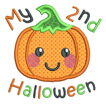 My 2nd Halloween pumpkin applique machine embroidery design by rosiedayembroidery.com
