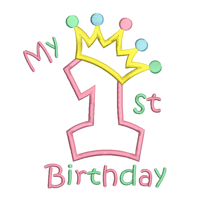 My 1st birthday applique machine embroidery design by rosiedayembroidery.com