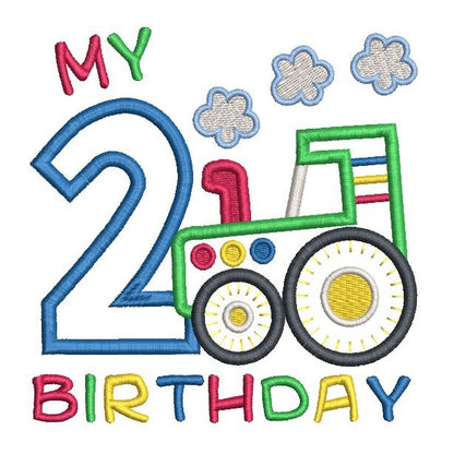 2nd birthday tractor applique machine embroidery design by rosiedayembroidery.com