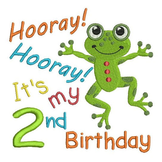 2nd birthday frog machine embroidery design by rosiedayembroidery.com