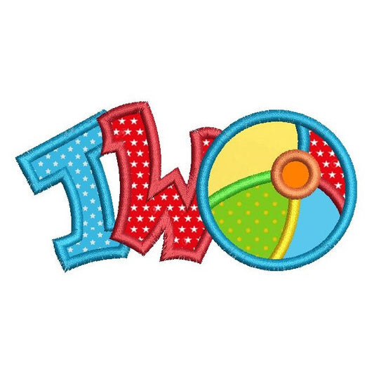 2nd birthday beach ball applique machine embroidery design by rosiedayembroidery.com