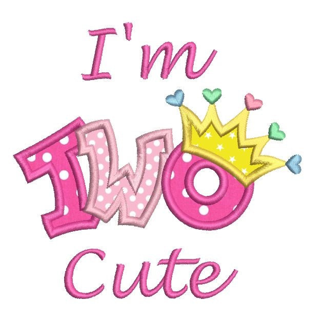 2nd birthday princess crown applique machine embroidery design by rosiedayembroidery.com