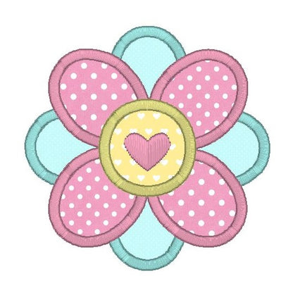 Flower applique machine embroidery design by rosiedayembroidery.com