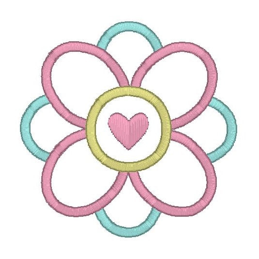 Flower applique machine embroidery design by rosiedayembroidery.com