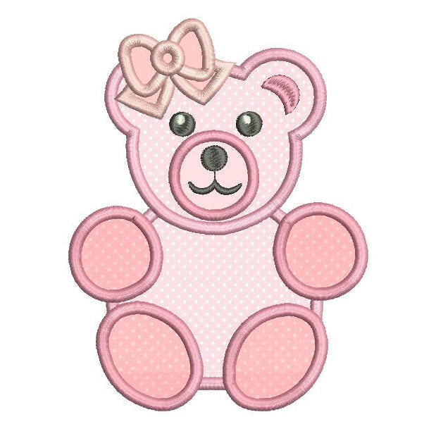 Sweet teddy bear applique machine embroidery design by rosiedayembroidery.com