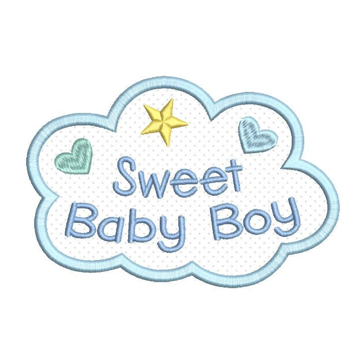 Sweet baby boy applique machine embroidery design by rosiedayembroidery.com
