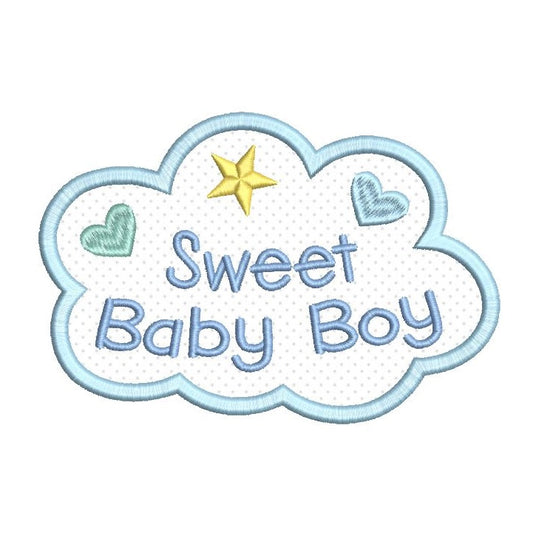 Sweet baby boy applique machine embroidery design by rosiedayembroidery.com