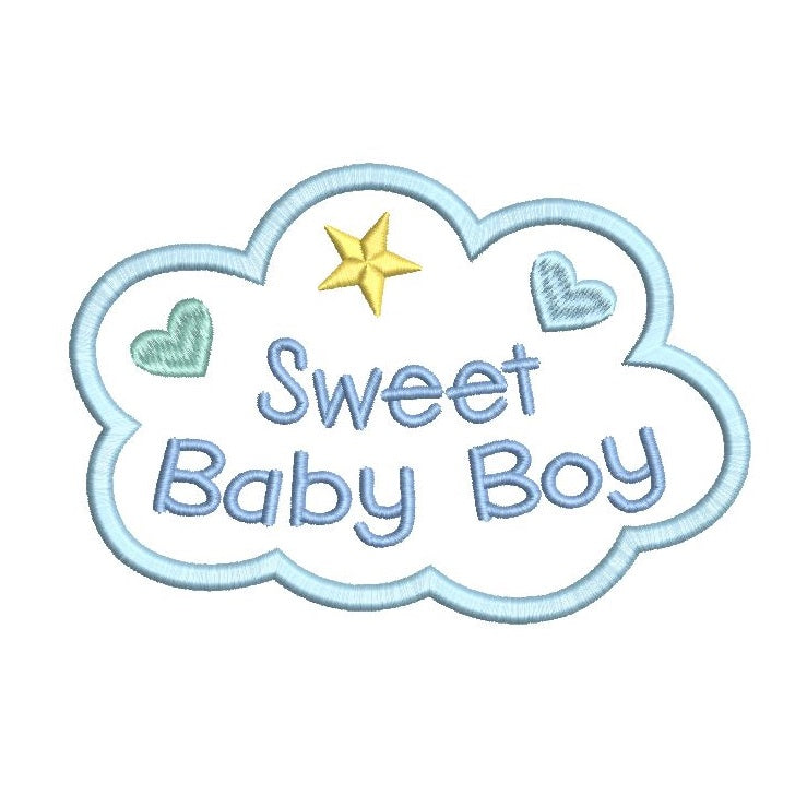 Sweet baby boy applique machine embroidery design by rosiedayembroidery.com